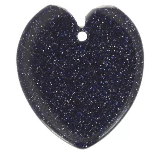 Colgante corazón plano 19x16 mm en imitación piedra preciosa - Piedra Arena Azul x1
