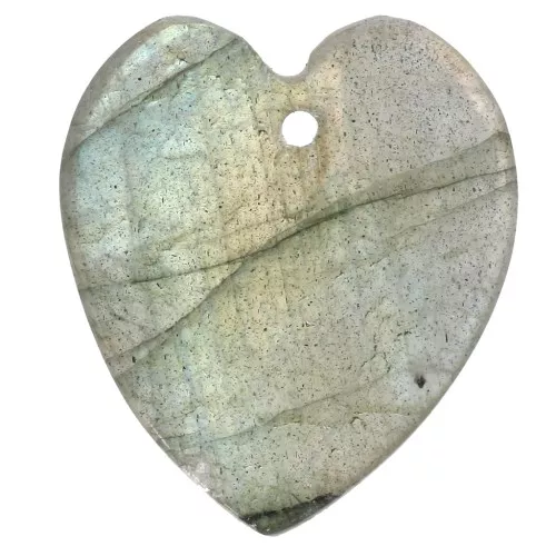 Colgante gema corazón plano 19x16 mm - Labradorita x1