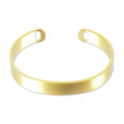 Pulsera brazalete ovalada con 2 agujeros, 16 cm - Dorado en oro fino satinado x1