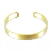 Pulsera brazalete ovalada con 2 agujeros, 16 cm - Dorado en oro fino satinado x1