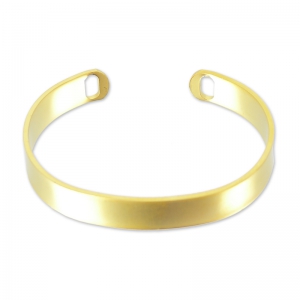 Pulsera brazalete ovalada con 2 agujeros, 16 cm - Dorado en oro fino satinado x1