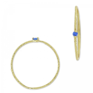 Anillo con óxido de zirconio 18.5 mm Azul Saphir/dorado con oro fino x1