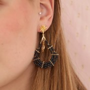 Pendientes de colgar gotas un aro 44x23 mm Dorado x2