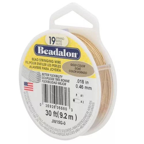 Del hilo 19 hebras 0.46 mm - Beadalon - Dorado x9.2m
