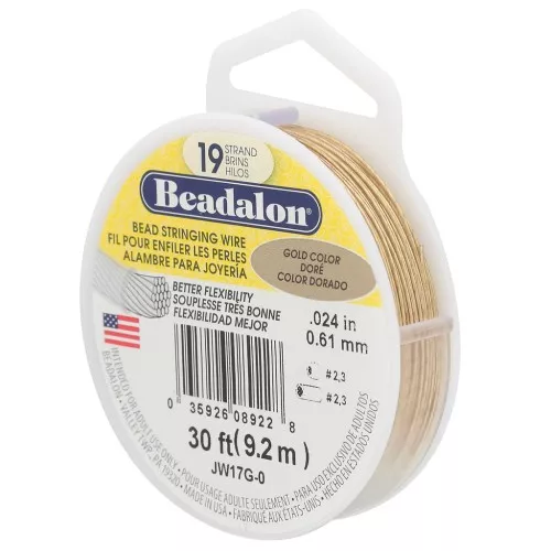 Del hilo 19 hebras 0.61 mm - Beadalon - Dorado x9.2m