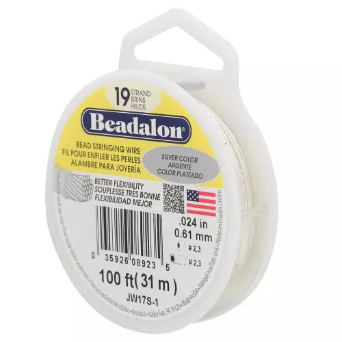Hilo trenzado 19 hebras 0,61 mm - Beadalon - Plateado x31m