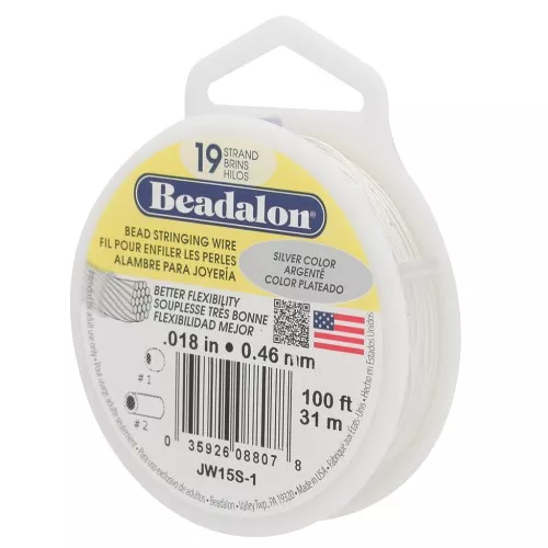 Hilo trenzado 19 hebras 0,46 mm - Beadalon - Plateado x31m