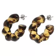 Redondo - Pendientes de aro retorcidos de acetato de 28 mm - Marrón claro moteado - Marrón x2 Pendientes de aro retorcidos de acetato de 28 mm - Marrón claro moteado - Marrón x2