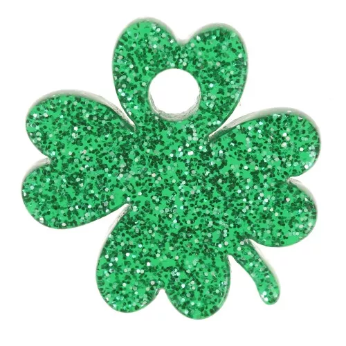 Dije de trébol acrílico de 19 mm - Brillo verde oscuro x1