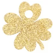 Colgante - Dije - Dije de trébol acrílico de 19 mm - Dorado brillante x1 Dije de trébol acrílico de 19 mm - Dorado brillante x1