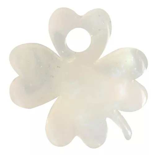 Dije de trébol de 19 mm en acetato - Jaspeado Transparente brillo nacarado x1