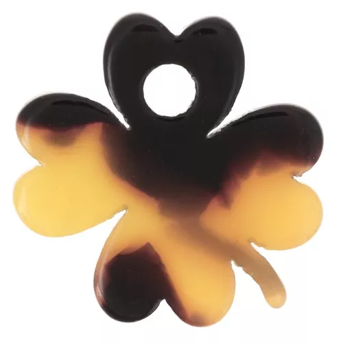 Dije de trébol de acetato de 19 mm - carey - marrón - negro x1
