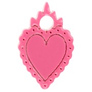 Dije ex-voto corazón acetato 19,5x13 mm - Rosa x1|raw }}