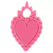 Dije ex-voto corazón acetato 19,5x13 mm - Rosa x1