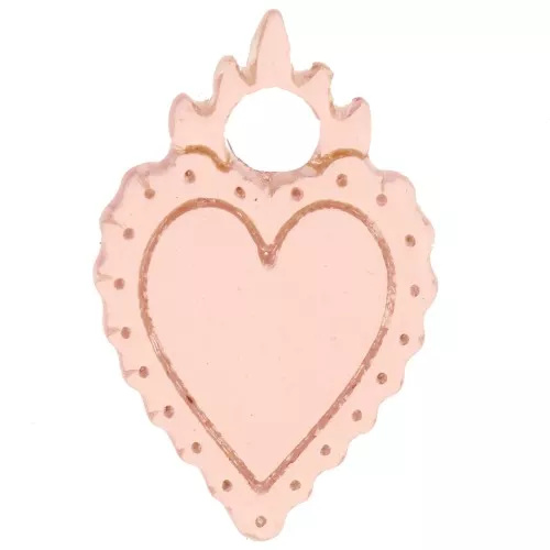 Dije corazón ex-voto 19.5x13 mm en acetato - Nude x1