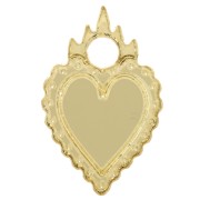 Dije corazón ex-voto 19,5x13 mm en plexiglás - Efecto espejo - Dorado x1