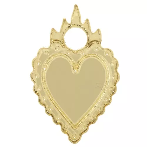 Dije corazón ex-voto 19,5x13 mm en plexiglás - Efecto espejo - Dorado x1