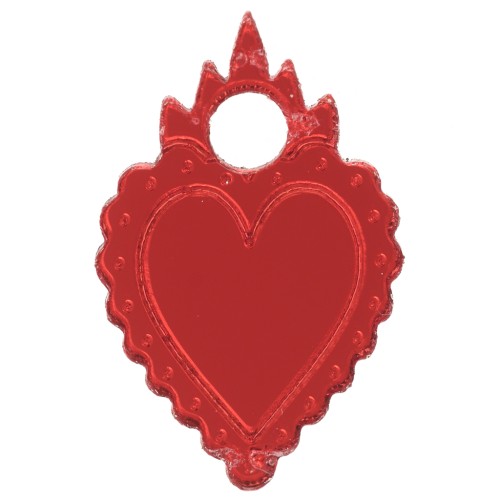 Dije corazón ex-voto 19,5x13 mm en plexiglás - Efecto espejo - Rojo x1