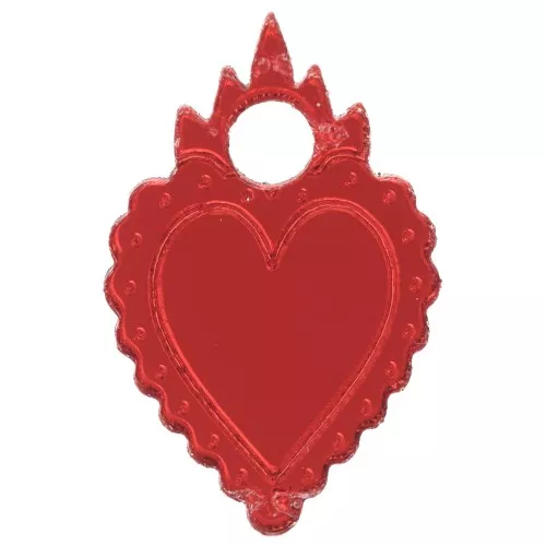 Dije corazón ex-voto 19,5x13 mm en plexiglás - Efecto espejo - Rojo x1
