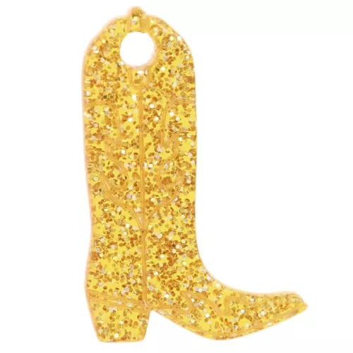 Dije bota vaquera Santiag 20x13 mm acrílico - Brillo amarillo oscuro x1