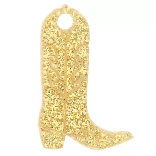 Dije de bota vaquera Santiag 20x13 mm acrílico - Dorado brillo x1