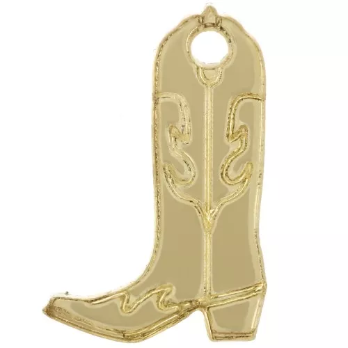 Dije de bota vaquera Santiag 20x13 mm en plexiglás - Efecto espejo - Dorado x1
