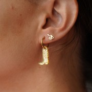 Dije de bota vaquera Santiag 20x13 mm en plexiglás - Efecto espejo - Dorado x1