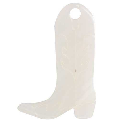 Colgante de bota de vaquero «Santiag», 35 x 23 mm, de acetato - Marmolado marfil x1