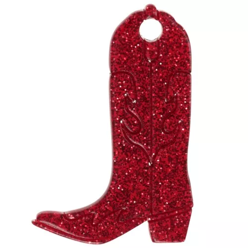 Colgante acrílico bota vaquera Santiag 35x23 mm - Brillo rojo x1