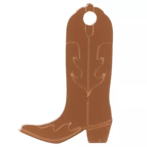 Colgante bota vaquera Santiag 35x23 mm en plexiglás - Efecto espejo - Marrón x1
