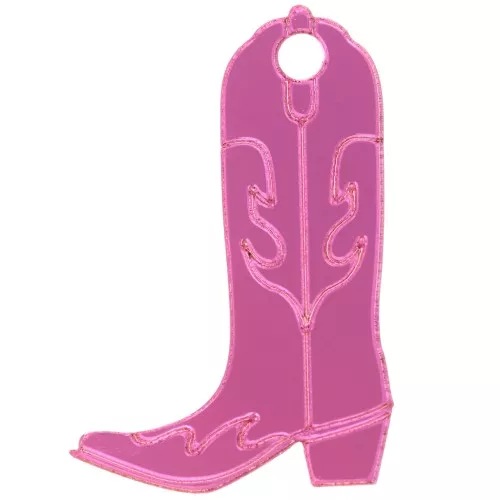 Colgante bota vaquera Santiag 35x23 mm en plexiglás - Efecto espejo - Fuschia