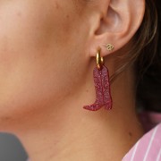 Colgante bota vaquera Santiag 35x23 mm en plexiglás - Efecto espejo - Fuschia