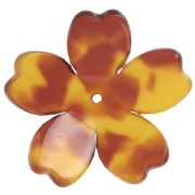 Colgante flor acetato 25 mm - Carey - Caramelo - Marrón x1