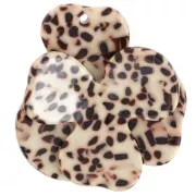 Colgante 41x40 mm Acetato Flor Relieve - Marrón Moteado - Crema x1