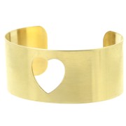Pulsera puño corazón calado para decorar 28,5x150 mm - Latón sin tratar x1