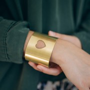 Pulsera puño corazón calado para decorar 49x150 mm - Latón sin tratar x1