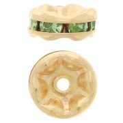 Perla rondel Strass 6 mm dorado/Peridot x4