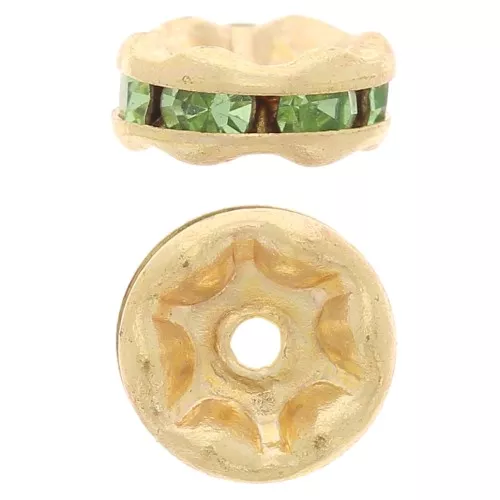 Perla rondel Strass 6 mm dorado/Peridot x4