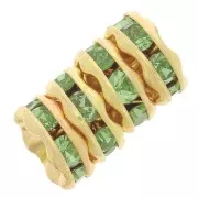 Perla rondel Strass 6 mm dorado/Peridot x4