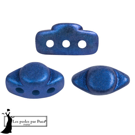 Cuenta de cristal Volos® de Puca® 4x8 mm - Azul Caribe Metálico Mate x10g