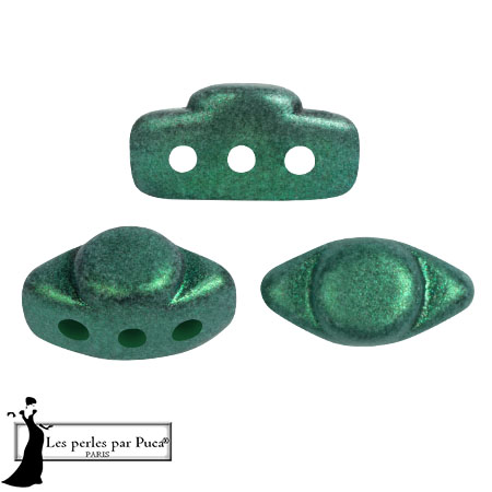 Cuenta de cristal Volos® de Puca® 4x8 mm - Bosque Verde Metálico Mate x10g