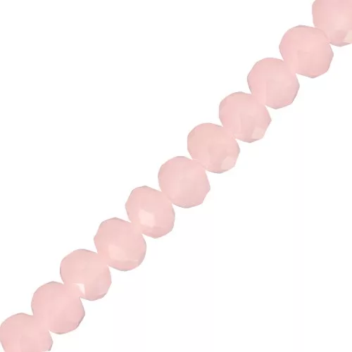 Cuentas facetadas redondas - redondas aplanadas -8x6 mm Rosa claro opaco x40cm