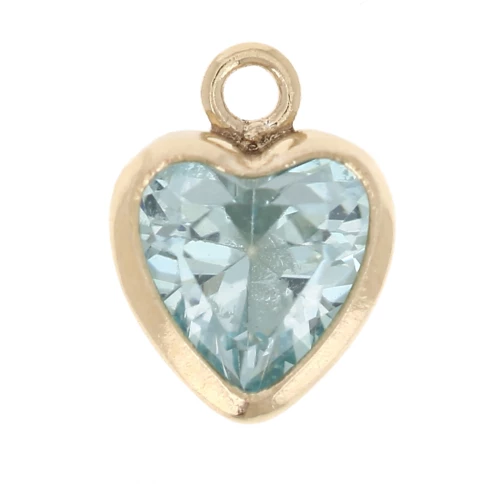 Dije corazón 7x5,5 mm Óxido de circonio - Oro laminado - Aguamarina
