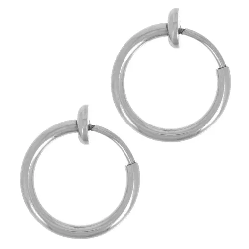 Pendientes de aro - Para orejas no perforadas 13 mm - Acero inoxidable x2
