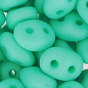 SuperDuo 2,5x5 mm Opaque Green Turquesa Silk Mat x10g