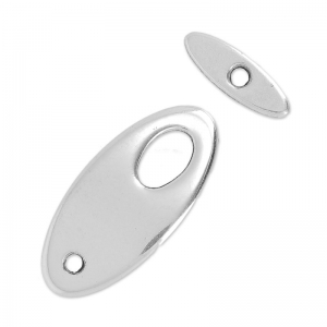 Cierre de aro y barrita oval 25 mm Chapado Plateado envejecido x1