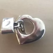 Cierre de aro y barrita corazón 25 mm para cordón 10mm Chapado Plateado envejecido
