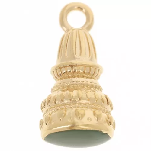 Colgante étnico 28x13 mm con resina epoxi - Dorado con oro fino - Verde oscuro x1