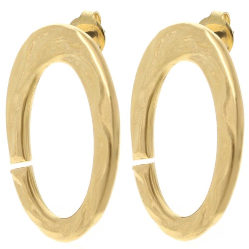 Ganchos pendientes ovalados martillados 32x19 mm - Dorado con oro fino x2