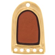 Colgante candelabro 27x17 mm resina epoxi efecto vidriera - Dorado con oro fino - Topacio